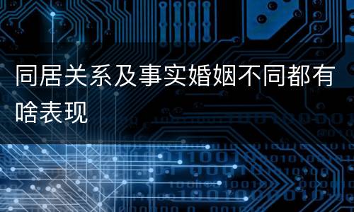 同居关系及事实婚姻不同都有啥表现