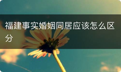 福建事实婚姻同居应该怎么区分