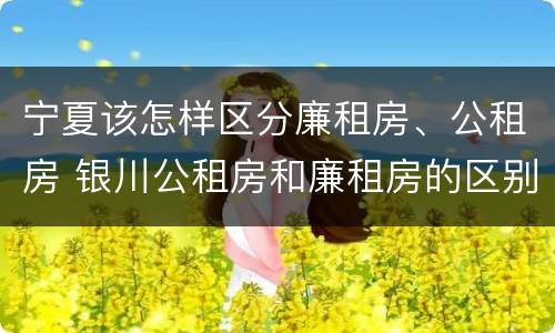 宁夏该怎样区分廉租房、公租房 银川公租房和廉租房的区别