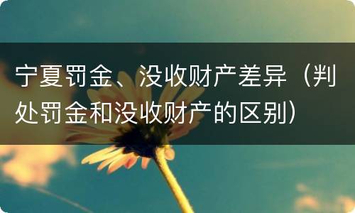 宁夏罚金、没收财产差异（判处罚金和没收财产的区别）