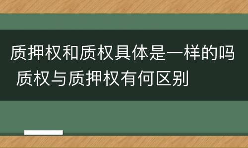 质押权和质权具体是一样的吗 质权与质押权有何区别