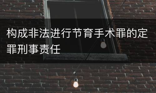 构成非法进行节育手术罪的定罪刑事责任