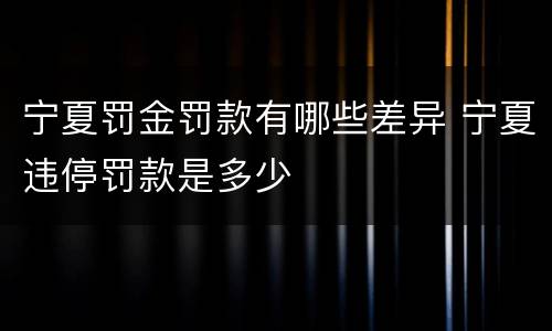 宁夏罚金罚款有哪些差异 宁夏违停罚款是多少