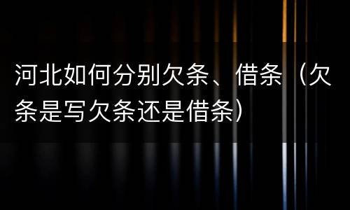 河北如何分别欠条、借条（欠条是写欠条还是借条）