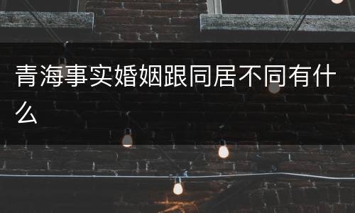 青海事实婚姻跟同居不同有什么