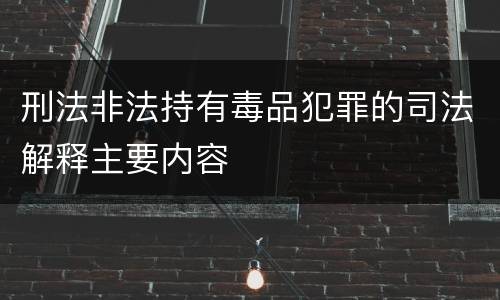 刑法非法持有毒品犯罪的司法解释主要内容