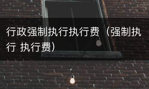 行政强制执行执行费(强制执行 执行费)