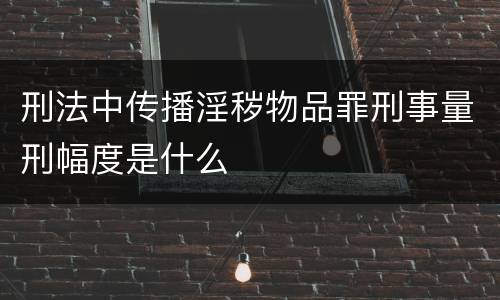 刑法中传播淫秽物品罪刑事量刑幅度是什么