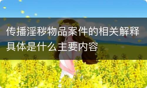 传播淫秽物品案件的相关解释具体是什么主要内容