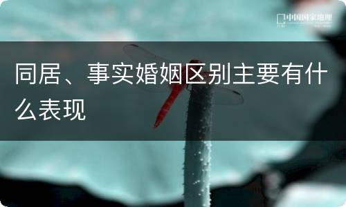 同居、事实婚姻区别主要有什么表现