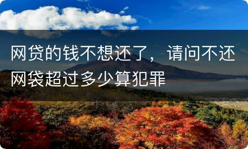 网贷的钱不想还了，请问不还网袋超过多少算犯罪