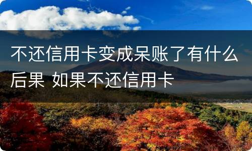 不还信用卡变成呆账了有什么后果 如果不还信用卡