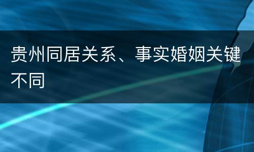 贵州同居关系、事实婚姻关键不同