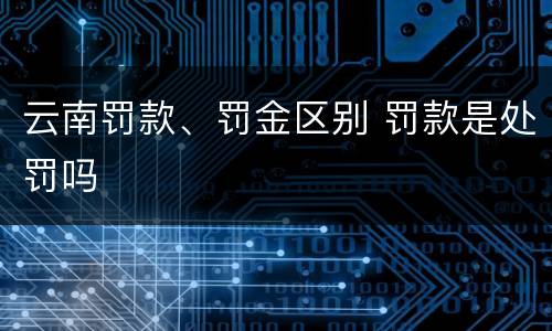云南罚款、罚金区别 罚款是处罚吗
