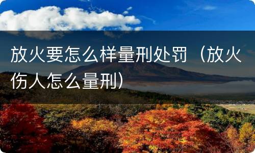 放火要怎么样量刑处罚（放火伤人怎么量刑）