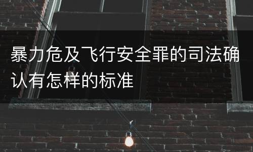 暴力危及飞行安全罪的司法确认有怎样的标准