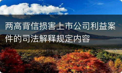 两高背信损害上市公司利益案件的司法解释规定内容