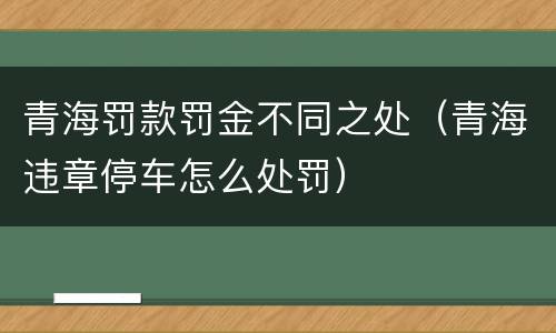青海罚款罚金不同之处（青海违章停车怎么处罚）