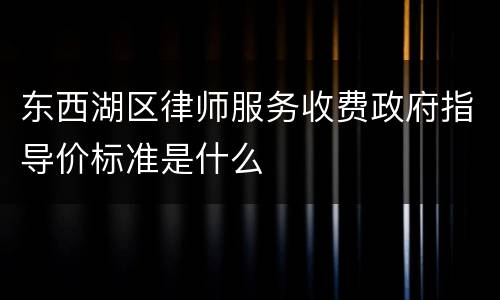 东西湖区律师服务收费政府指导价标准是什么