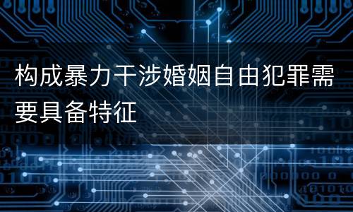 构成暴力干涉婚姻自由犯罪需要具备特征