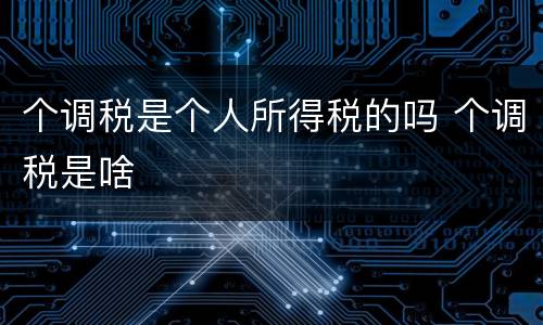 个调税是个人所得税的吗 个调税是啥