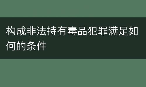 构成非法持有毒品犯罪满足如何的条件