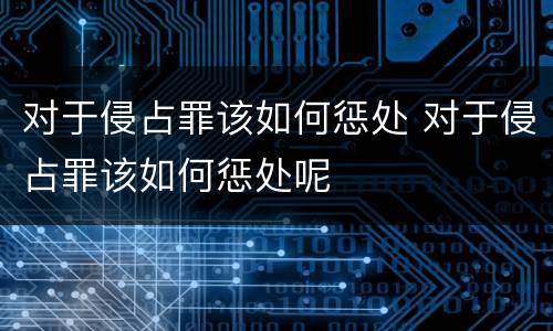 对于侵占罪该如何惩处 对于侵占罪该如何惩处呢