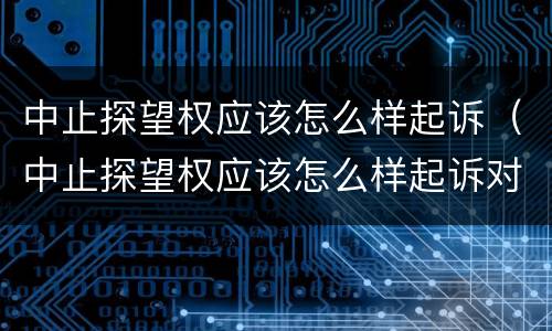 中止探望权应该怎么样起诉（中止探望权应该怎么样起诉对方）