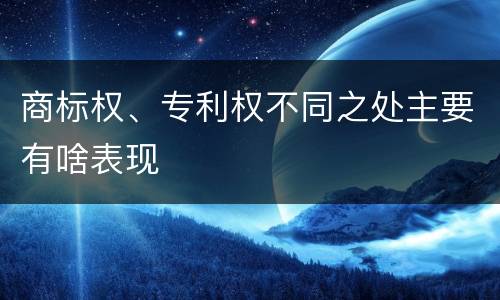 商标权、专利权不同之处主要有啥表现