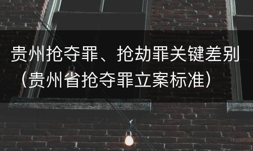 贵州抢夺罪、抢劫罪关键差别（贵州省抢夺罪立案标准）