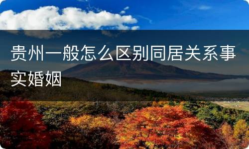 贵州一般怎么区别同居关系事实婚姻