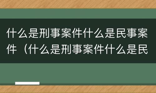 什么是刑事案件什么是民事案件（什么是刑事案件什么是民事案件呢）
