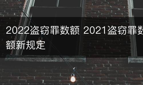 2022盗窃罪数额 2021盗窃罪数额新规定