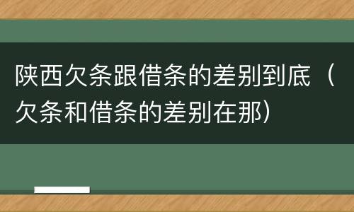 陕西欠条跟借条的差别到底（欠条和借条的差别在那）