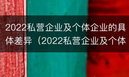 2022私营企业及个体企业的具体差异（2022私营企业及个体企业的具体差异分析）
