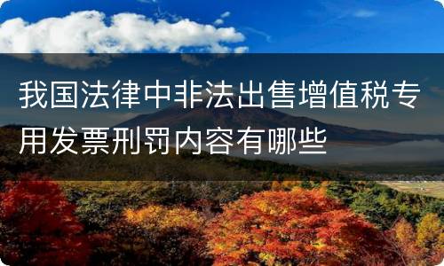 我国法律中非法出售增值税专用发票刑罚内容有哪些