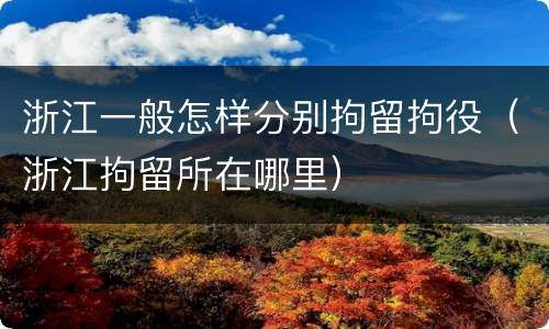 浙江一般怎样分别拘留拘役（浙江拘留所在哪里）