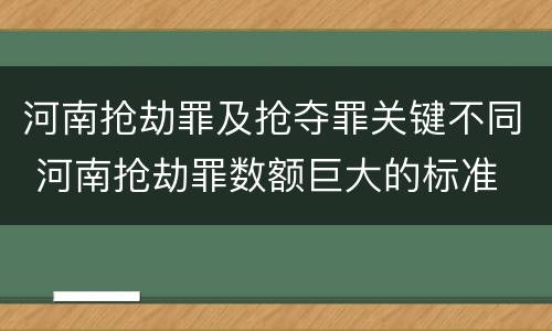 河南抢劫罪及抢夺罪关键不同 河南抢劫罪数额巨大的标准