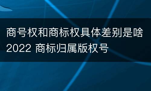 商号权和商标权具体差别是啥2022 商标归属版权号