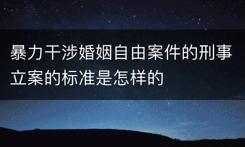 暴力干涉婚姻自由案件的刑事立案的标准是怎样的