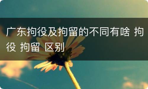 广东拘役及拘留的不同有啥 拘役 拘留 区别