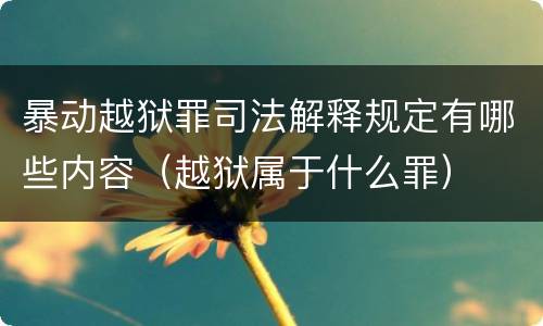 暴动越狱罪司法解释规定有哪些内容（越狱属于什么罪）