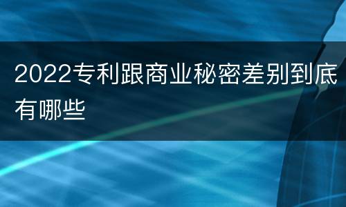 2022专利跟商业秘密差别到底有哪些