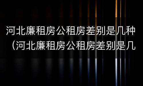 河北廉租房公租房差别是几种（河北廉租房公租房差别是几种房）