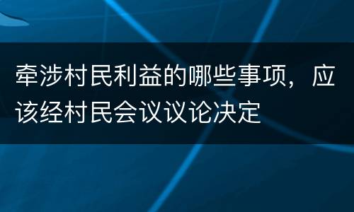 牵涉村民利益的哪些事项，应该经村民会议议论决定