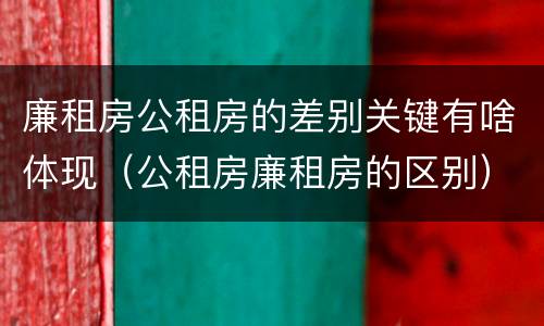廉租房公租房的差别关键有啥体现（公租房廉租房的区别）