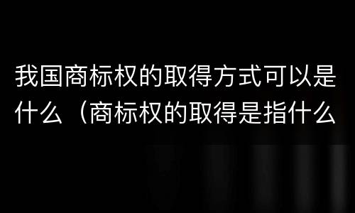 我国商标权的取得方式可以是什么（商标权的取得是指什么）