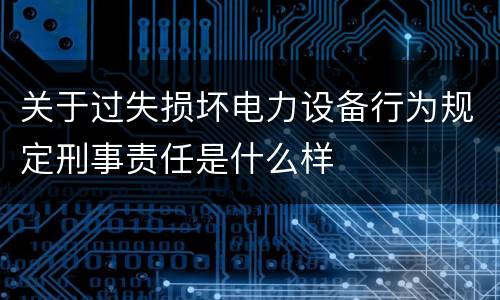 关于过失损坏电力设备行为规定刑事责任是什么样