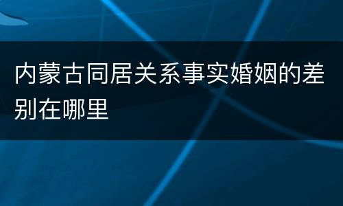 内蒙古同居关系事实婚姻的差别在哪里