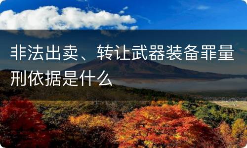 非法出卖、转让武器装备罪量刑依据是什么